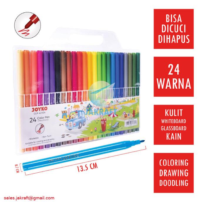 

Spidol Bisa Dicuci Hapus 24 Warna Joyko Washable Color Pen Clp-47A24 Kode 674