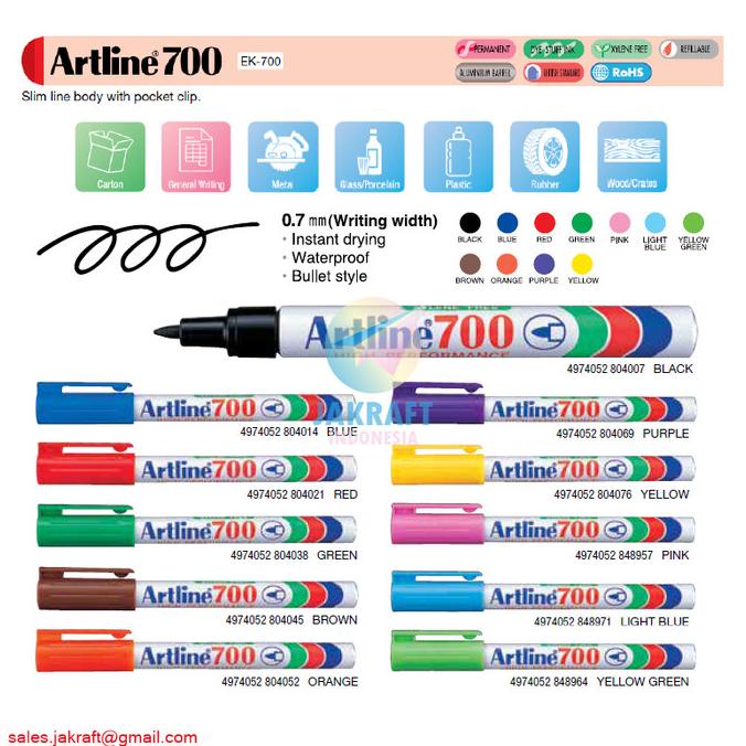 

Spidol Permanen Artline Permanent Marker Ek-700 Anti Air Warna Lengkap Kode 690
