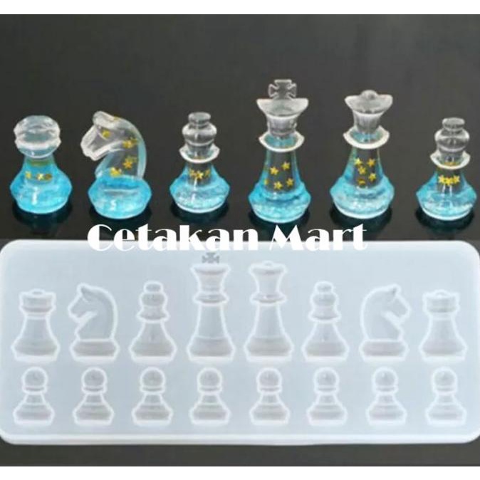 CM Cetakan Resin Epoxy Craft DIY Catur 3D Silikon