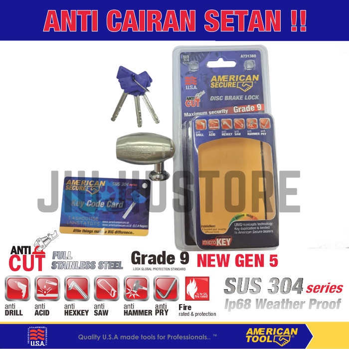 Gembok Motor Anti Maling - Gembok Cakram Motor American Secure