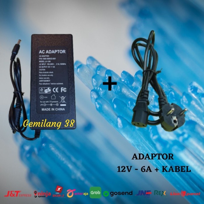 Adaptor 12V 6A Adaptor Pompa Dc + Kabel Power Adaptor Dvr Cctv 12 V