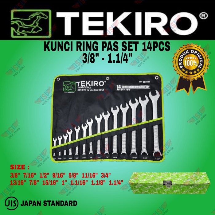 Kunci Ring Pas - Tekiro Kunci Ring Pas Set 3/8"-1.1/4" / Ringpas Sae 14Pc / Kunci Pas R