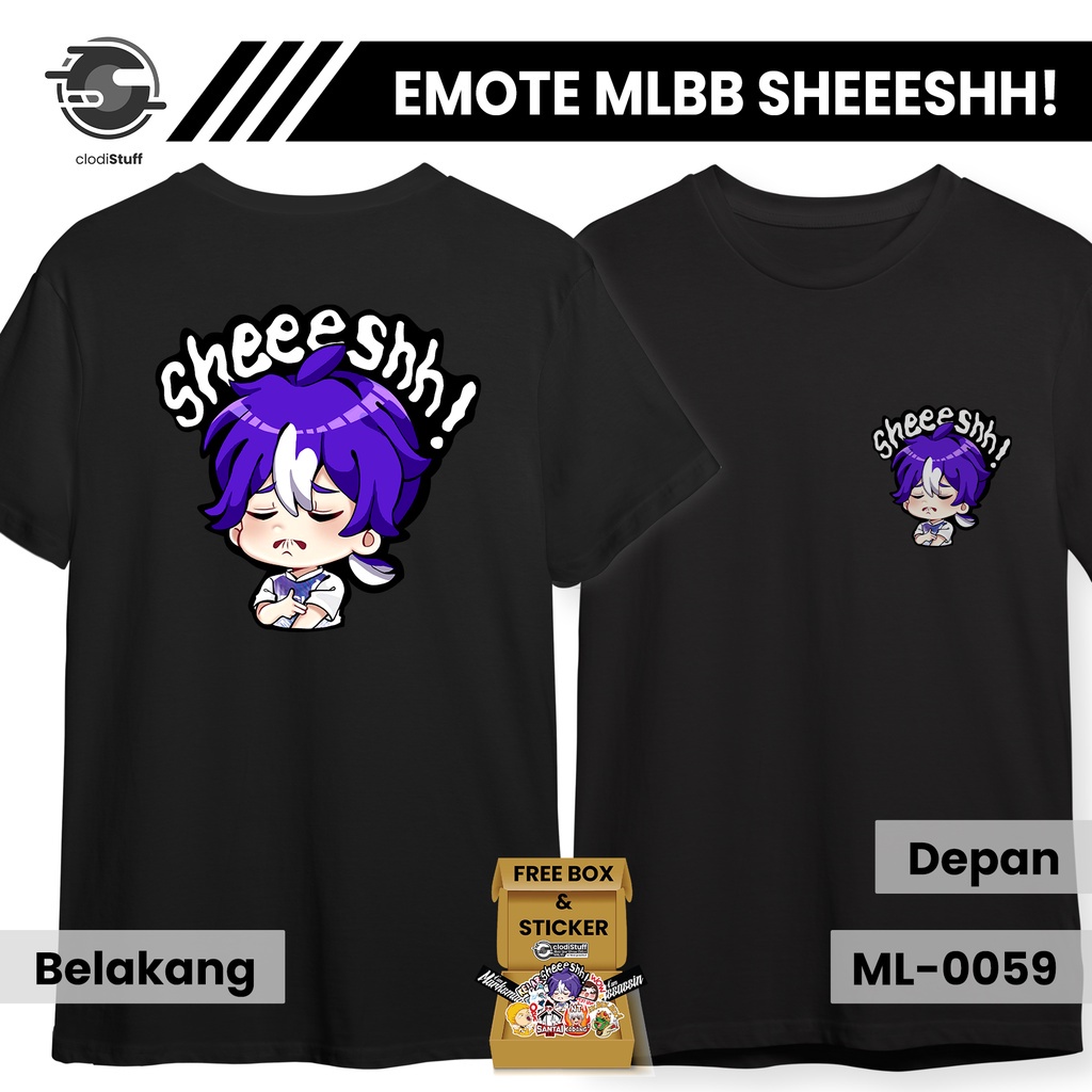 Kaos EMOTE SHEEESH Echo Mobile Legends Emot Sheesh ML MLBB Legends Lengan Pendek Hitam Combed 24S