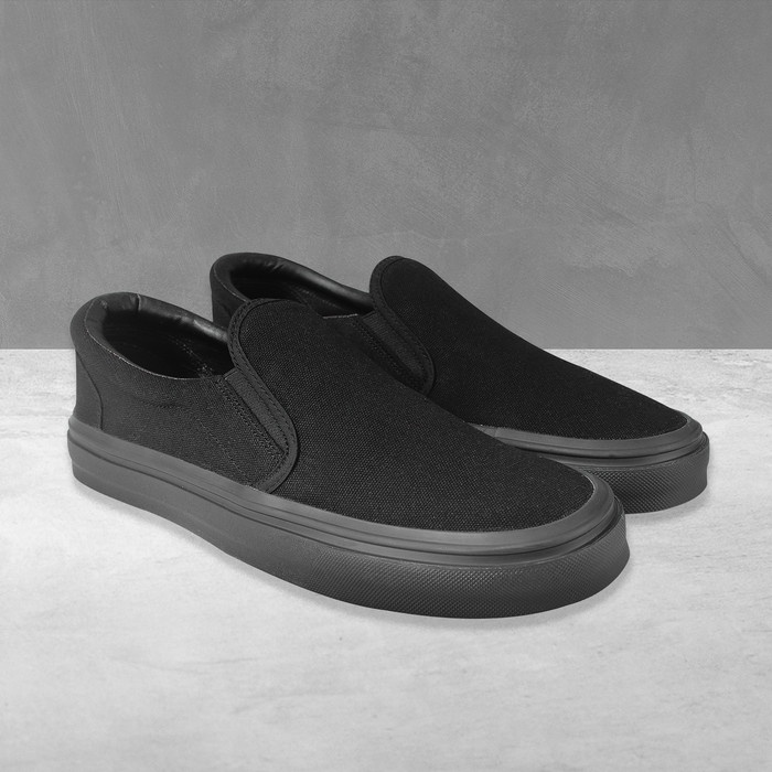 DORKS - SLIP ON FULL BLACK SEPATU SNEAKERS CASUAL PRIA