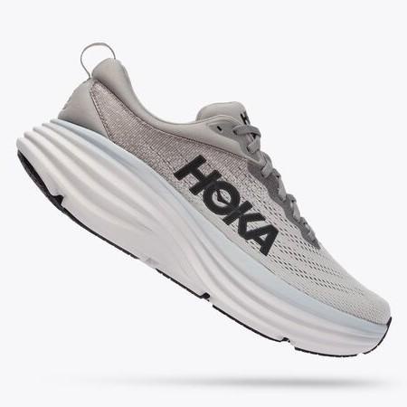 HOKA BONDI 8 MENS ROAD RUNNING SHOES - SHARKSKIN / HARBOR MIST