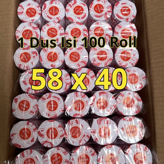 

1Dus ( Isi 100Roll) Kertas Kasir Thermal Paper Roll 58 X 40 / 58X40 Original 100% Dan Terpercaya