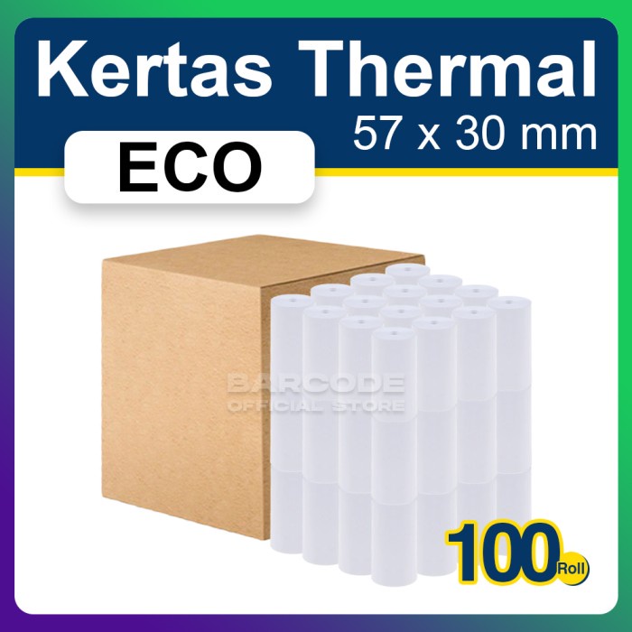 

1 Dus Kertas Thermal 57X30Mm / 57 X 30 / 57X30 Mm Struk Kasir Coreless Original 100% Dan Terpercaya