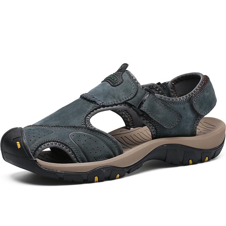 Sandal Pria Asli Kulit Sapi 100% Sendal cowok Gunung Outdoor Hiking Ringan Anti Slip Tahan Air Water