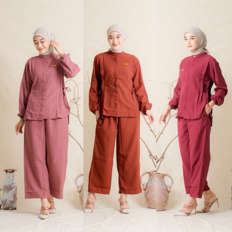 New Naura One Set Lady Crush Baju Setelan Wanita Busui Setcel Wanita kekinian Stelan Busui Setelan L
