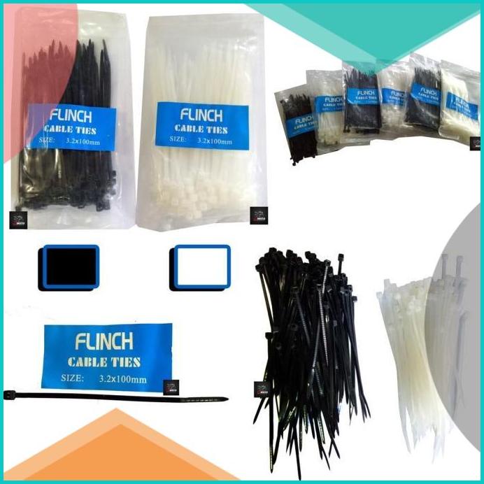 

1 Pack isi 100 Pcs CABLE TIES FLINCH / Pengikat Kabel / 3.2 X 100mm 16