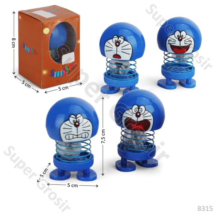 Pajangan Mobil Spring Doll Mirip Karakter Doraemon LED Smile
