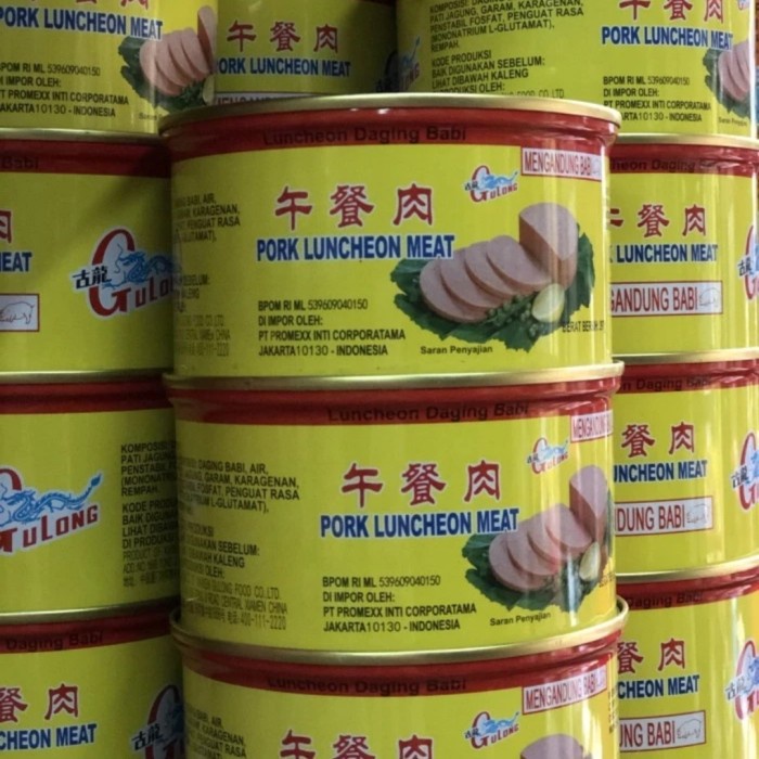 

Gulong pork Luncheon meat 397 gram Dus isi 24 kaleng
