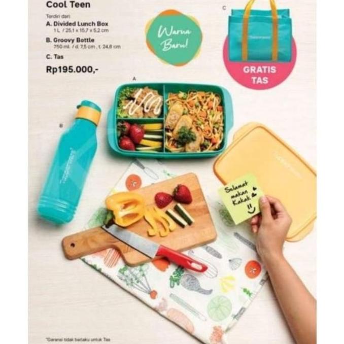 Tempat makan anak Blue yummy tupperware / kids lunch set tupperware