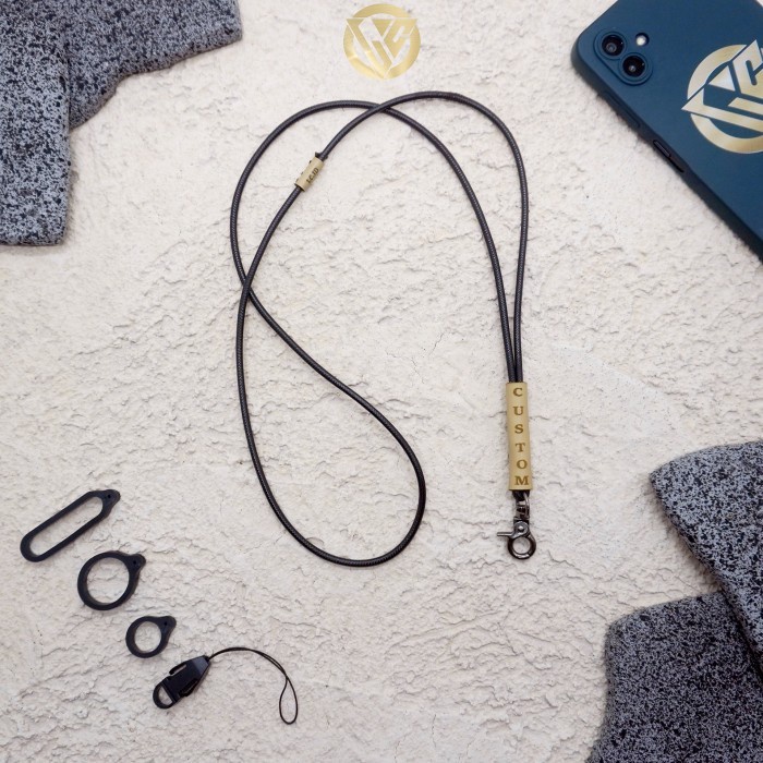 

Promo Lanyard Leather Custom Nama - Lanyard Kulit Grafir - Kalung Name Tag