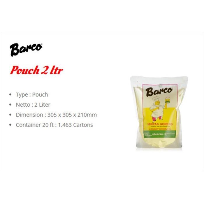 

Barco Minyak Goreng Kelapa Pouch 2 Liter Coconut Cooking Oil Halal Best Seller