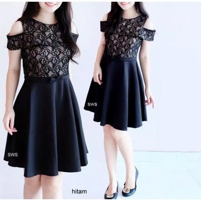 Dress Wanita / Dress Pesta / Hevy Dress / Bahan Scuba + Brukat Limited Edition