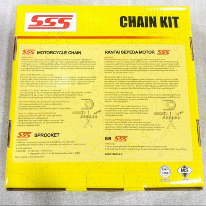 Gear Set Sss Supra X 125 / Kharisma / Chain Kit Sss / Standard Racing Terlarisss