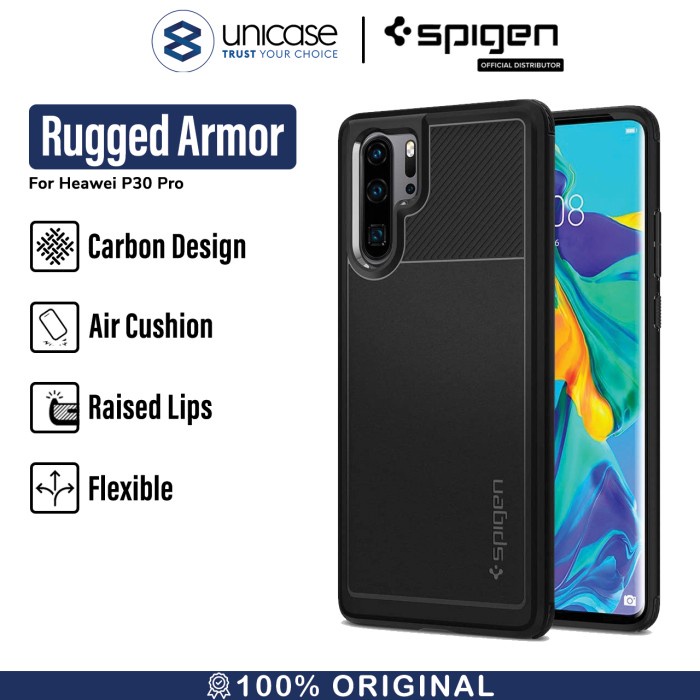 [Original] Case Huawei P30 Pro Spigen Softcase Corbon Fiber Rugged Armor Casing Limited