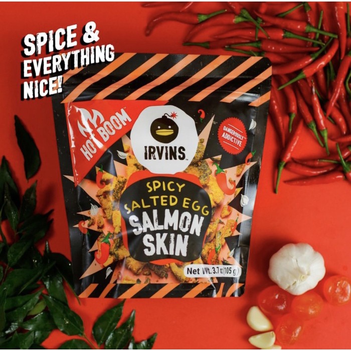 

Keripik - Hot Bomb Irvins Fish Skin Potato Chips Salted Egg Spicy Irvin Keripik