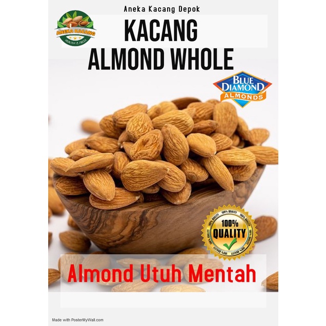 

Kacang - Kacang Almond Mentah(Raw)Blue Diamond 1Kg