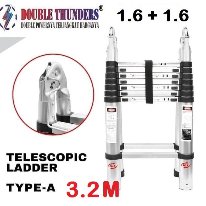 Tangga Lipat Teleskopik 3.2 M Double Type A Double Thunder 1.6+ 1.6