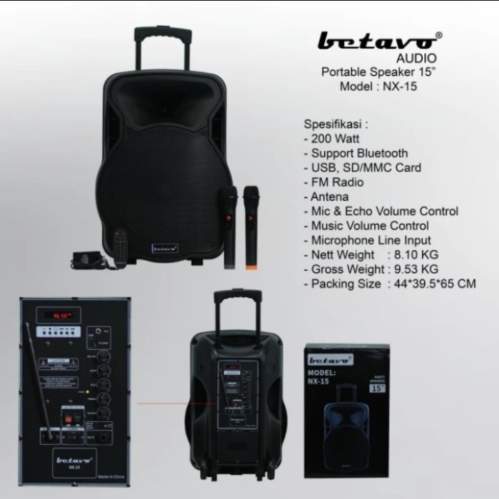 Speaker Portable 15 Inch Betavo NX 15 ORIGINAL BETAVO