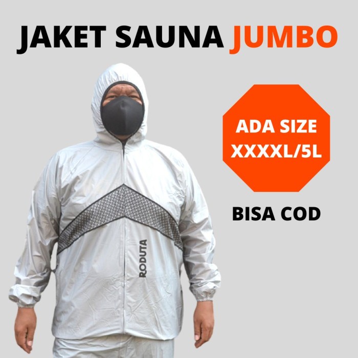 Baju Sauna Jumbo / Sauna Suit / Roduta Jogging Silver -Jaket Saja
