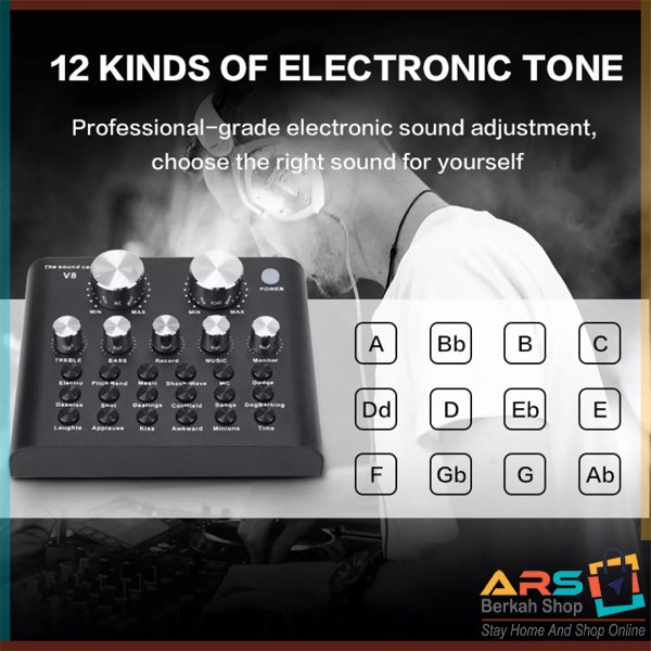 USB External SoundCard Audio Mixer V8 Pro Live Broadcast Streamming