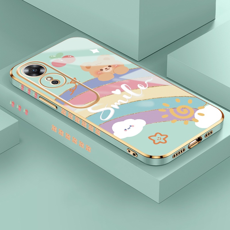 Casing Hp OPPO A17 A17K A9 2020 A5 2020 A31 A8 A59 F1s A54 A55 Case hp pelindung Rainbow casing luna
