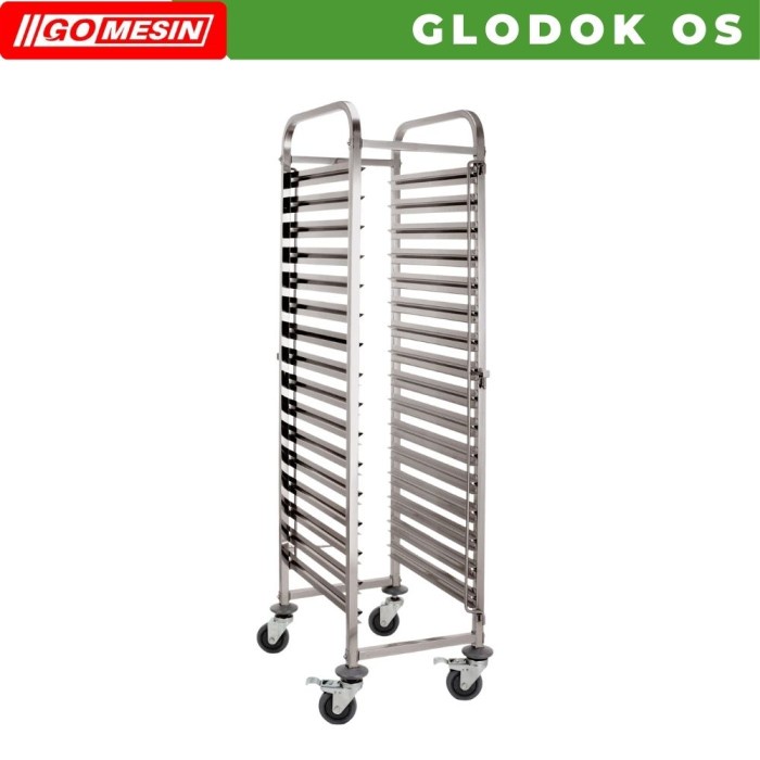 Trolley Bakery Stainless 15 Rak Untuk Loyang 40X60 Cm Troli Roti