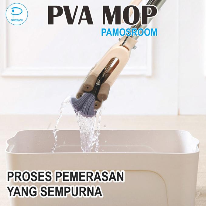 Pamosroom Alat Pel Lantai Busa Pel Sodok Pel Peras Busa PVA Mop
