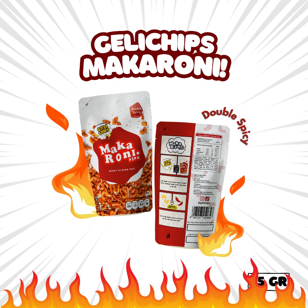 

Geli Chips Combo 4Pcs - Makaroni Geli Double Spicy - Hemat