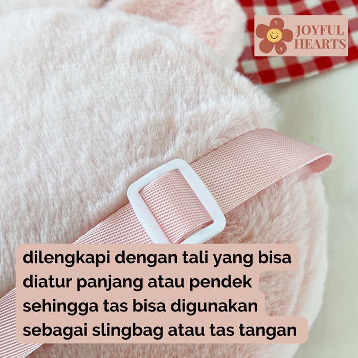 Tas Slingbag Selempang Bulu Fluffy Anak Perempuan Motif Sanrio Korea