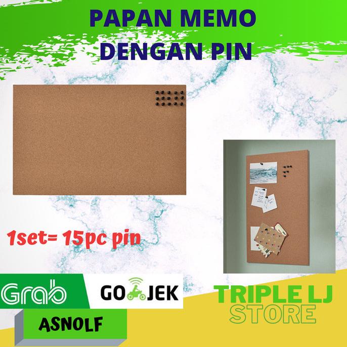 

Papan Memo Board Gabus Dengan Pin 15pc Tempel Dinding Sticky Notes
