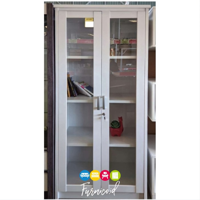 Promo Lemari Pajangan Tas Kaca Rak Buku Putih