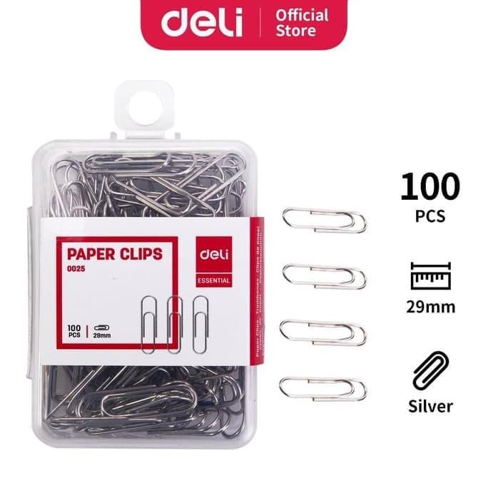 

SILVER Paper Clips 29mm DELI 0025 bookmark Klip Kertas ATK1005DL
