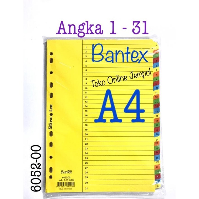 

A4 Angka 1-31 File Divider 6052-00 Bantex Karton Pembatas ATK1187BX