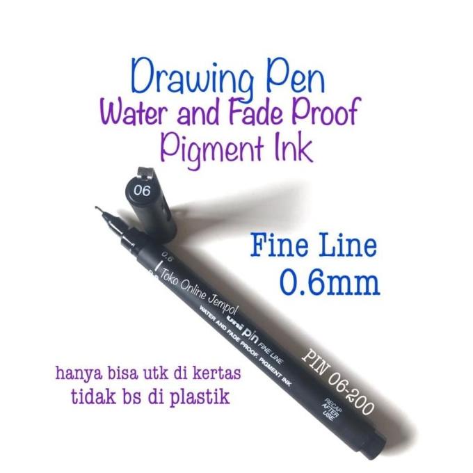 

UNI 0.6 Fine Line Drawing Pen 154625 PIN 06-200 Black Pulpen ATK0932UN