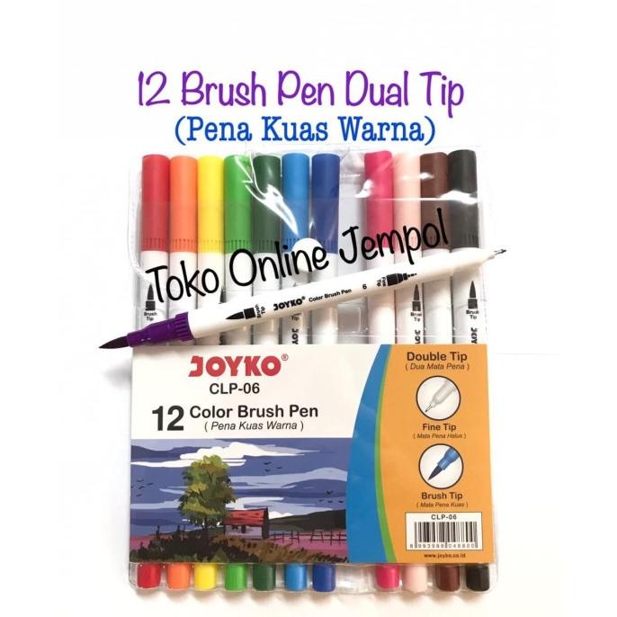 

12 Brush Pen Dual Tip Joyko CLP-06 Pena Kuas Warna spidol ATK1035JY