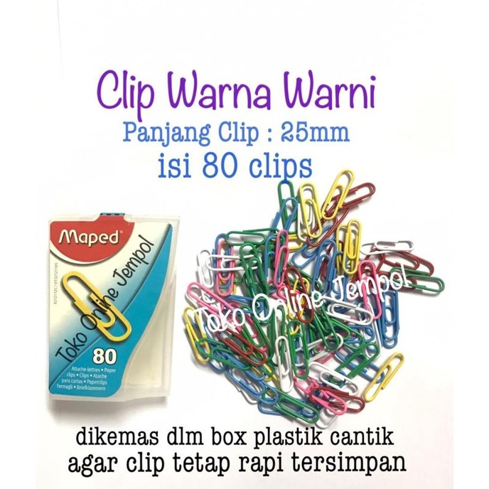 

isi 80 SMALL Klip Kertas Paper Clip Warna Warni 212114 MAPED ATK1108MP