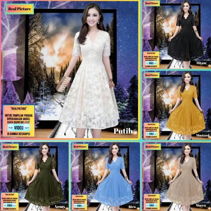 {natal} dress cocktail wanita kirei baju gaun pesta natal brukat hijau botol TERLARIS