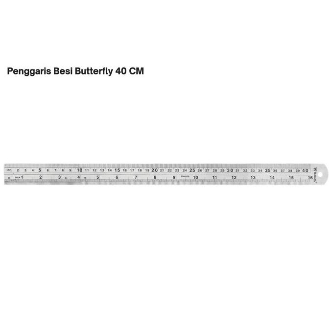 

BESI 40cm Penggaris Butterfly Stainless Steel Ruler Mistar ATK1533BF