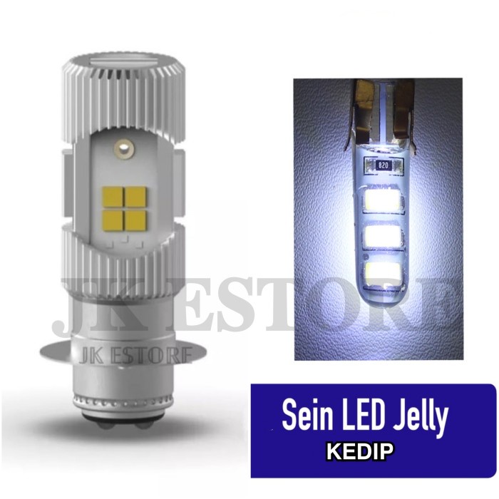 Lampu Depan Motor Led Philips Arus Dc + Sen Jelly Kedip 2Pcs Universal Best