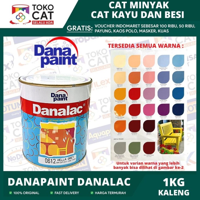CAT MINYAK / CAT KAYU / CAT BESI DANALAC / DANA PAINT 1 KG KALENG // CAT KAYU BESI // CAT SYNTETIC