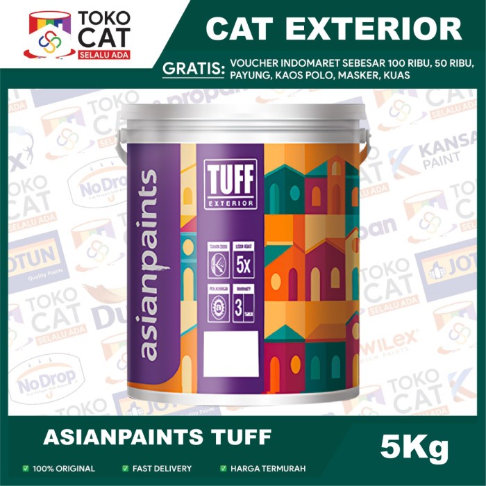 Cat Tembok Luar Asian Paint Tuff Exterior Warna Putih 5 Kg Galon  Cat Tembok Exterior // Cat Tembok Eksterior