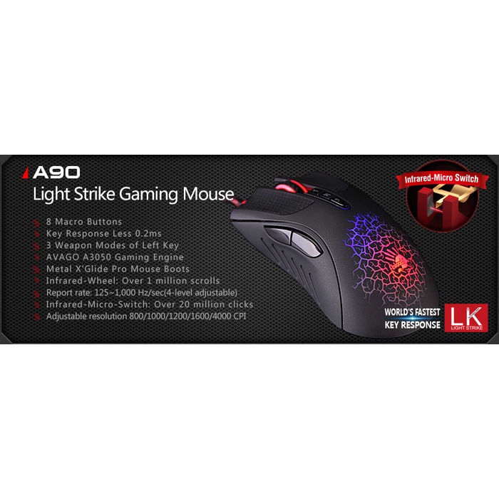 Bloody A90 Optic Infrared Micro Switch Gaming Mouse
