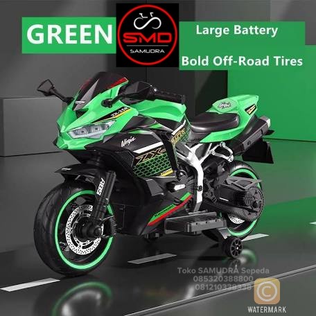 Motor Aki Mainan Anak KYZ 024M Ninja ZX25RR Ban Karet 12V Murah BDG