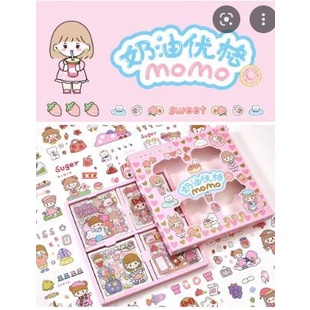 

Stiker Momo 100 pcs box 100pcs 2d lembar Botol Minum Viral Korea Anak