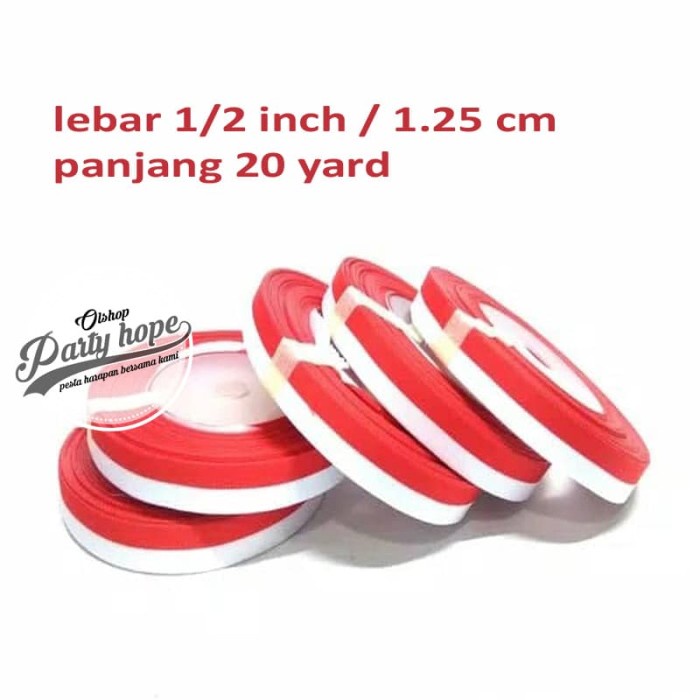 

Pita satin merah putih 1/2 inci / hiasan 17 agustusHUT RI / pita kain