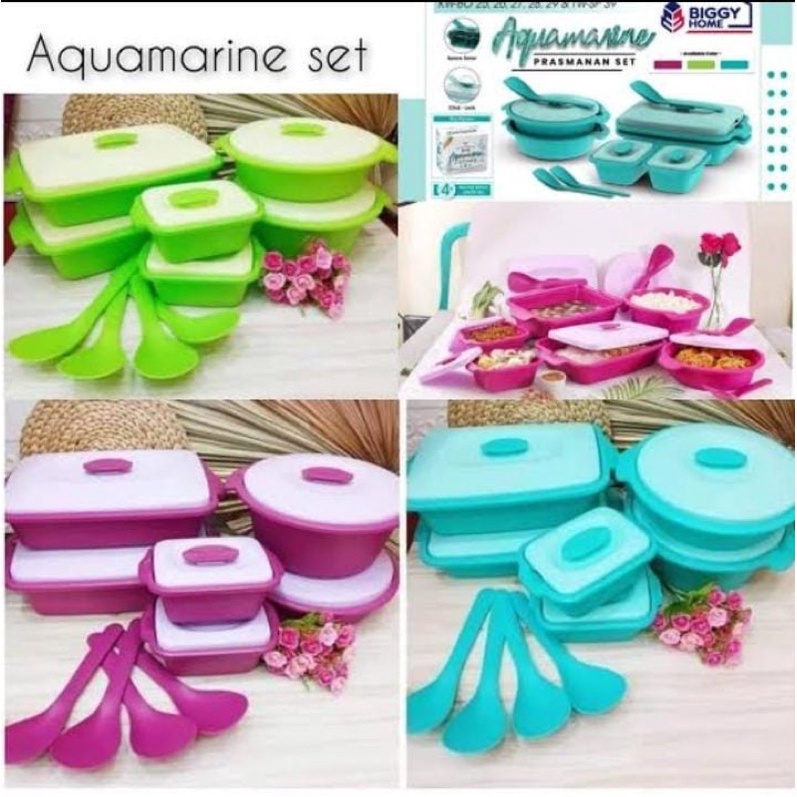 Aquamarine Prasmanan Set / Tempat Makan Saji / Kotak Wadah Piknik isi 6pcs